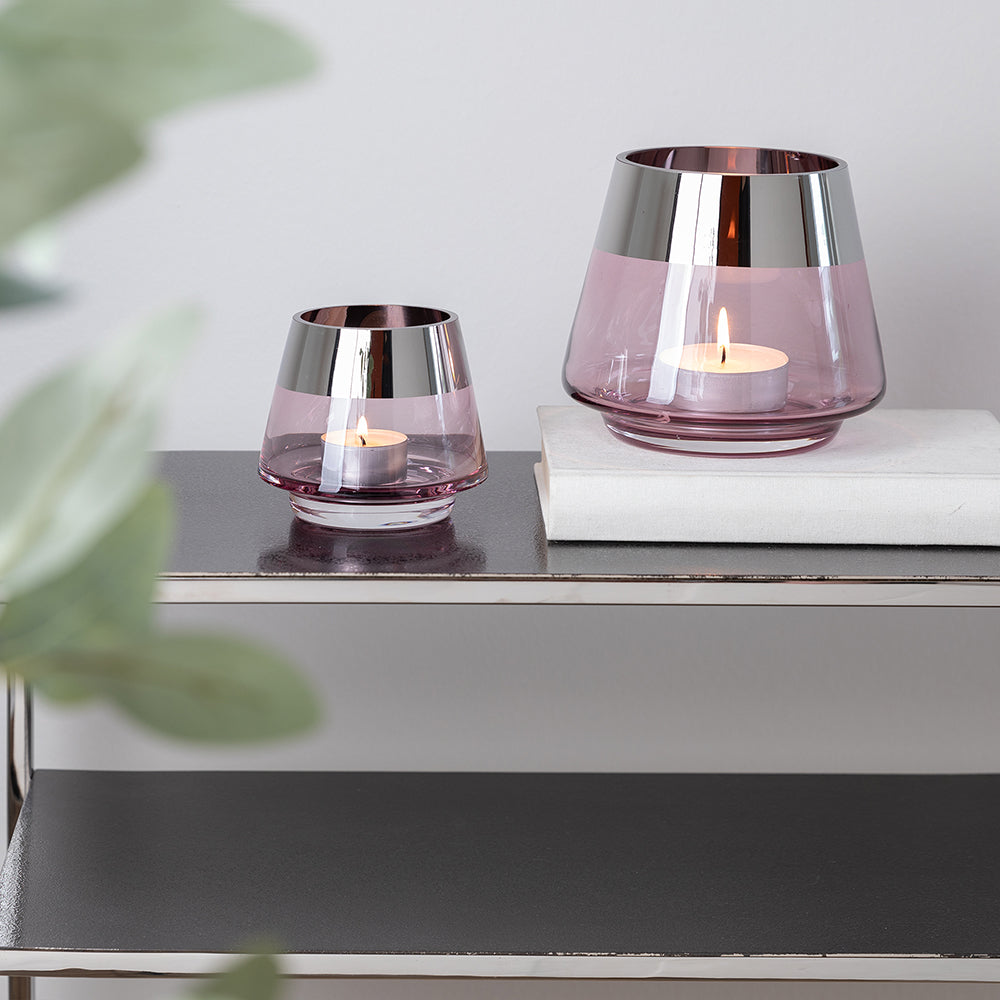 JONA 2er Set Teelichthalter silberfarben