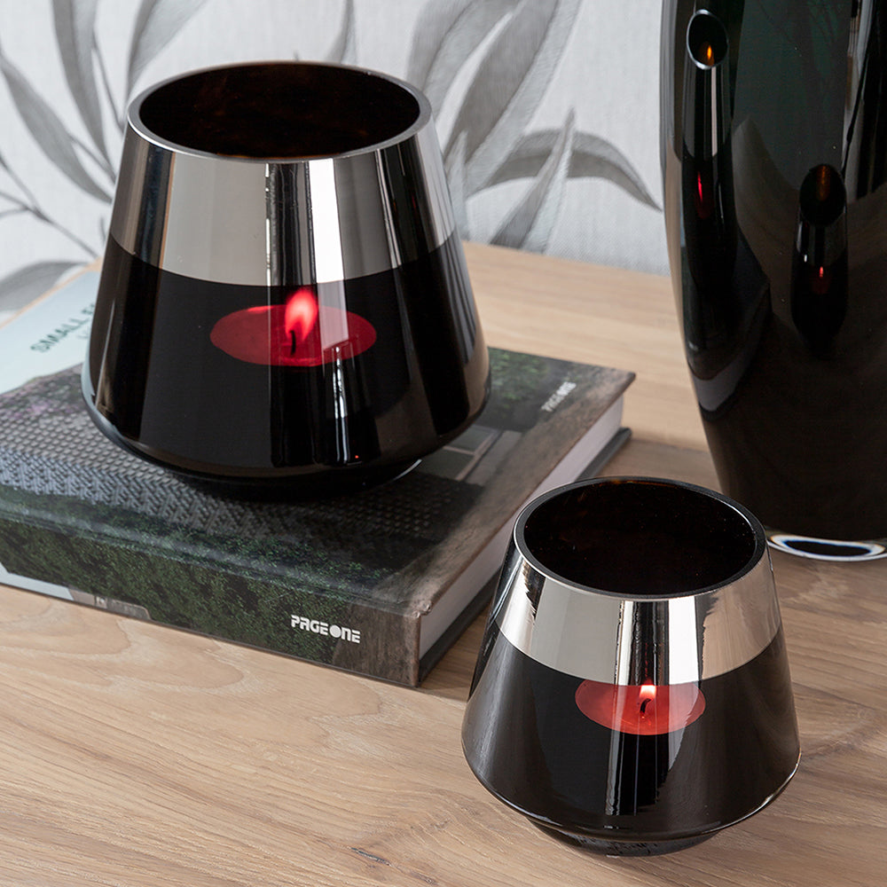 JONA 2er Set Teelichthalter silberfarben