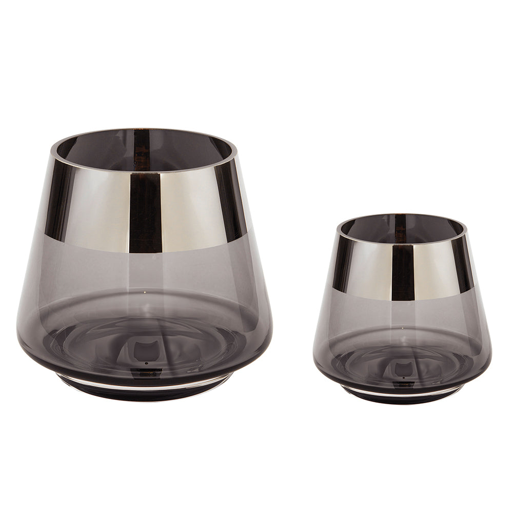 JONA 2er Set Teelichthalter silberfarben