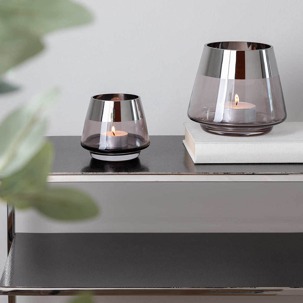 JONA 2er Set Teelichthalter silberfarben
