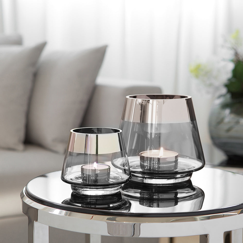 JONA 2er Set Teelichthalter silberfarben