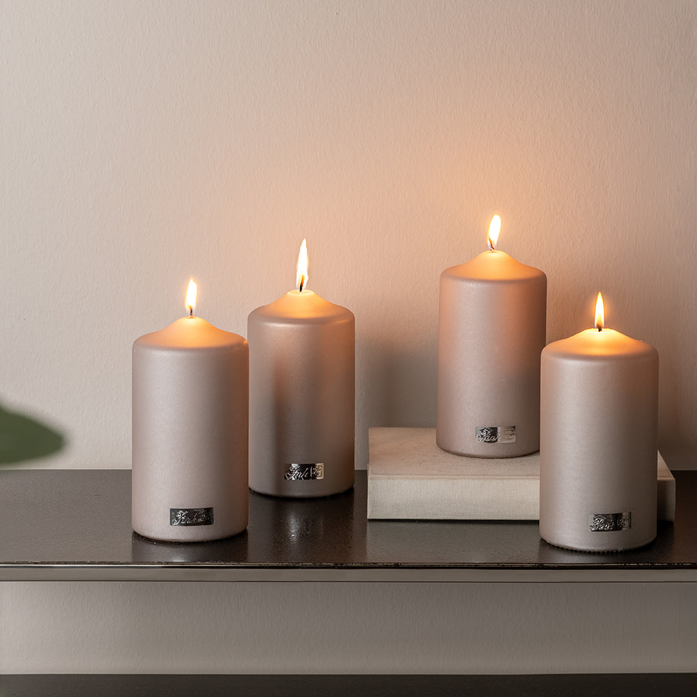 CANDLE Stumpenkerzen grau